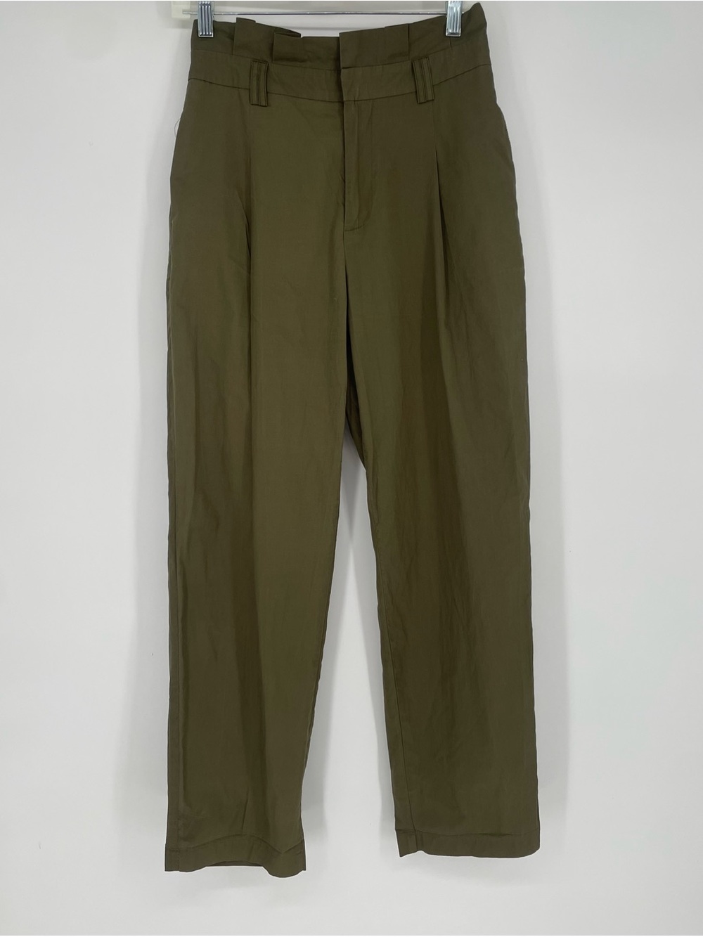 Ardene 100% Cotton Olive Green Paper Bag Waist Tapered Leg Lightweight Trousers